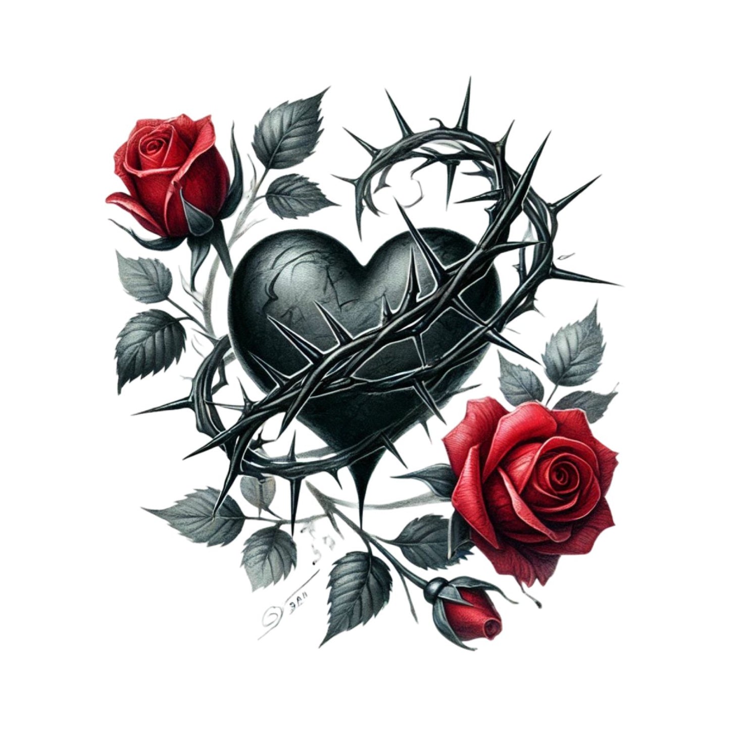 Black Heart of Thorns T-Shirt| Red Roses Thorn Heart | Gothic | Dark Valentine