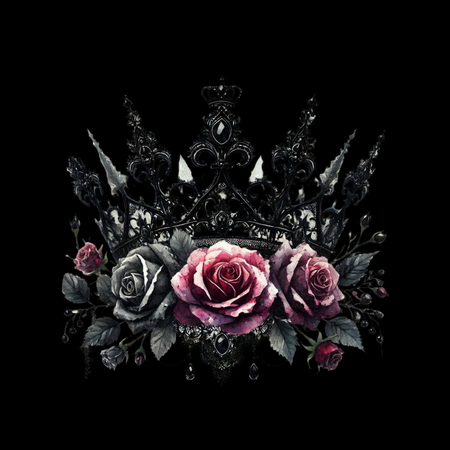 Crown of Roses T-Shirt| Pink & Black Roses | Gothic | Dark Valentine