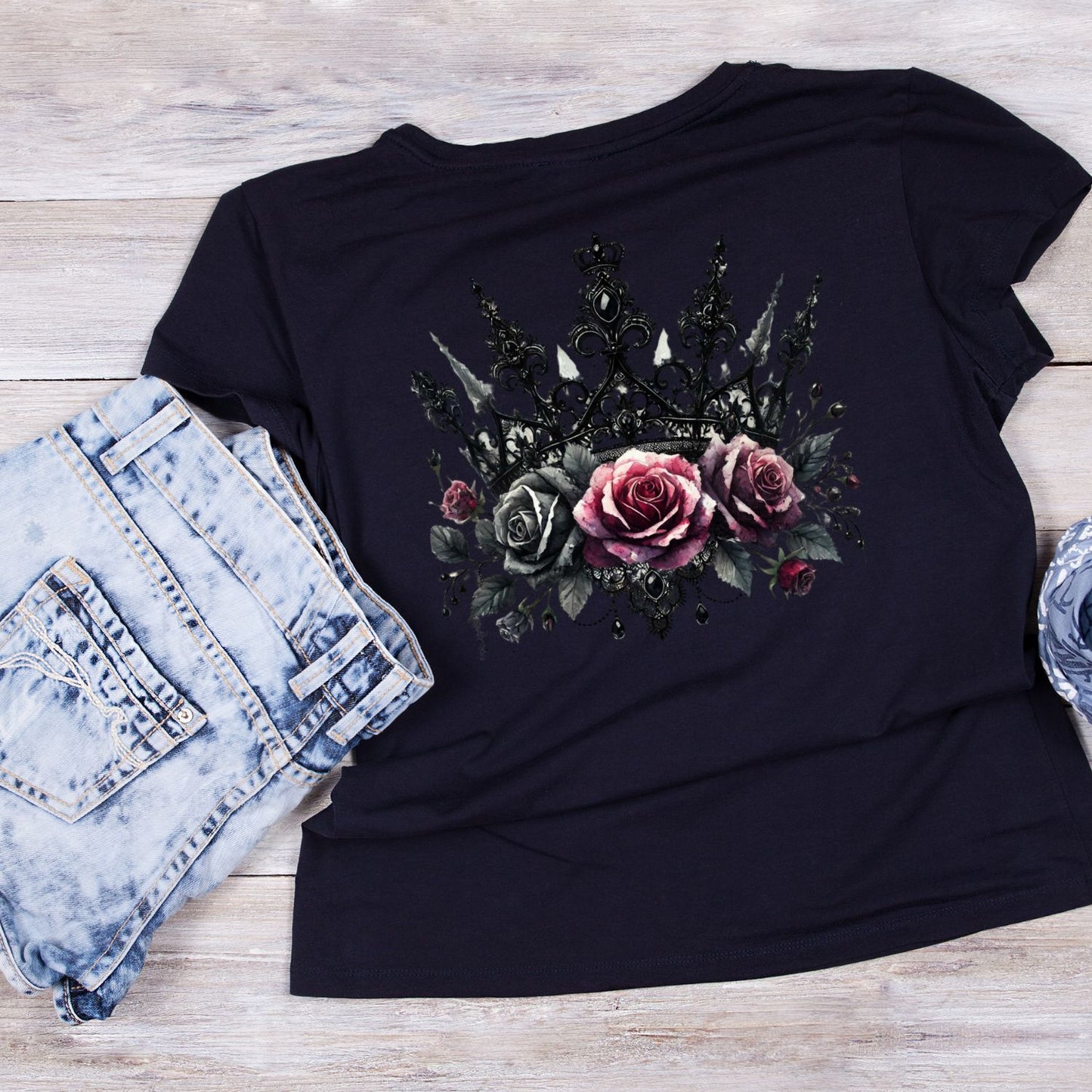 Crown of Roses T-Shirt| Pink & Black Roses | Gothic | Dark Valentine