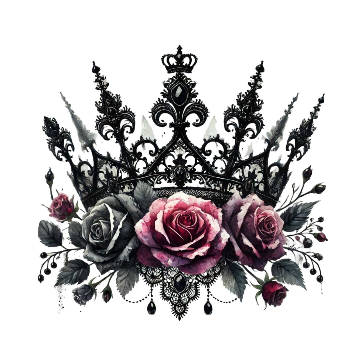 Crown of Roses T-Shirt| Pink & Black Roses | Gothic | Dark Valentine