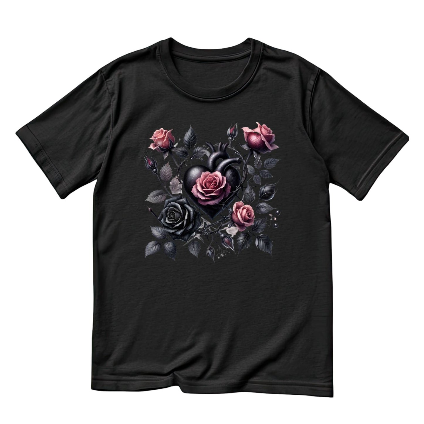 Pink & Black Roses Heart T-Shirt | Gothic | Dark Valentine