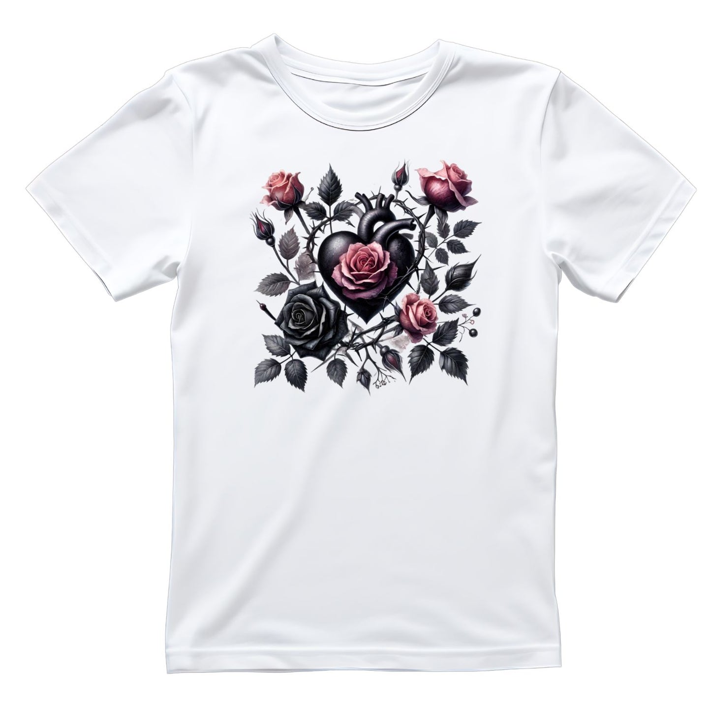 Pink & Black Roses Heart T-Shirt | Gothic | Dark Valentine