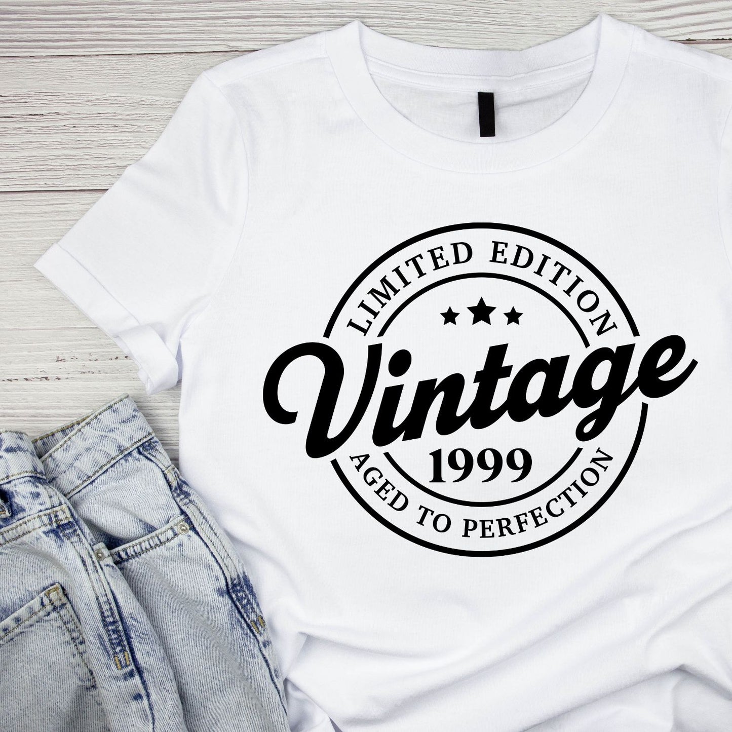 Limited Edition Vintage 1999 Aged To Perfection T-shirt | (FRONT OR BACK) Birthday Year Graphic Tee | Printed Shirt