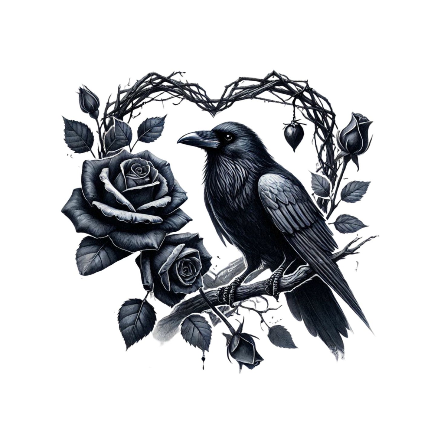 Heart of Thorns T-shirt | Crow Black Roses | Gothic | Dark Valentine