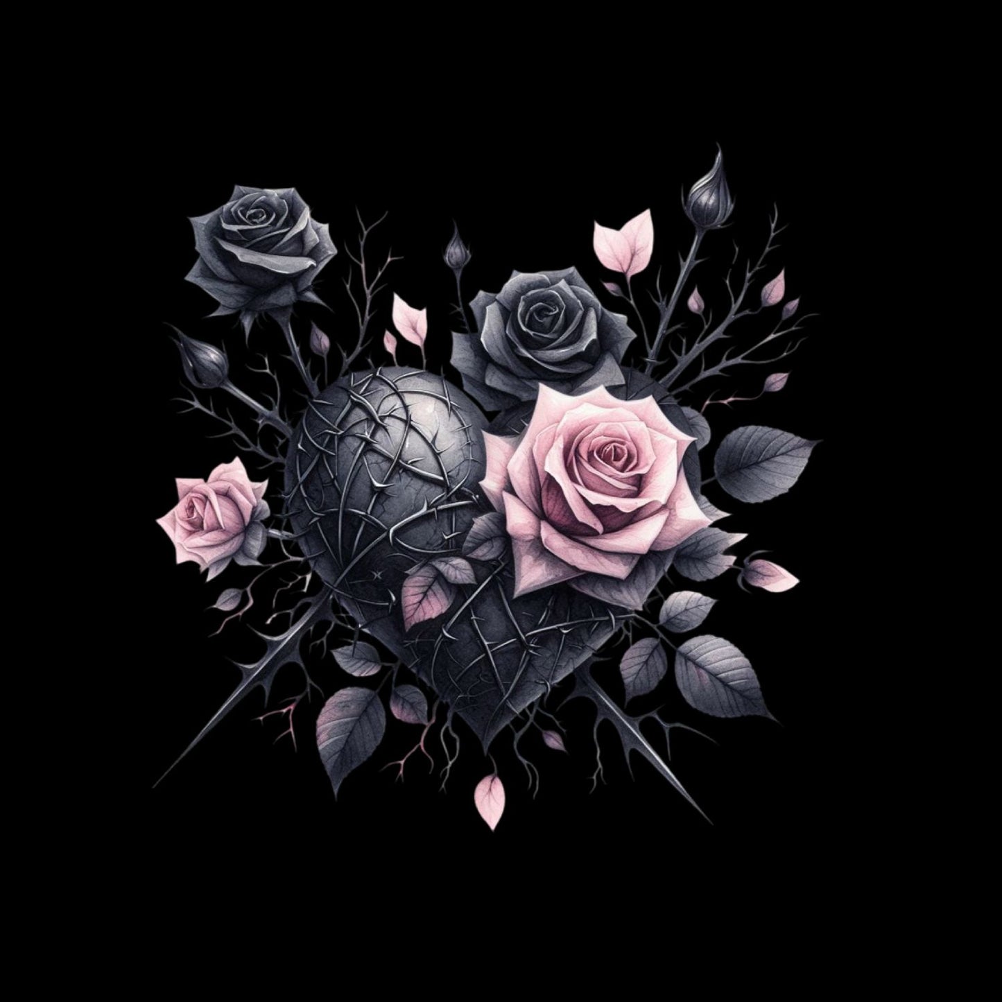 Veins Of Poison Bloom T-Shirt | Gothic | Heart Pink & Black Roses Thorns | Dark Valentine
