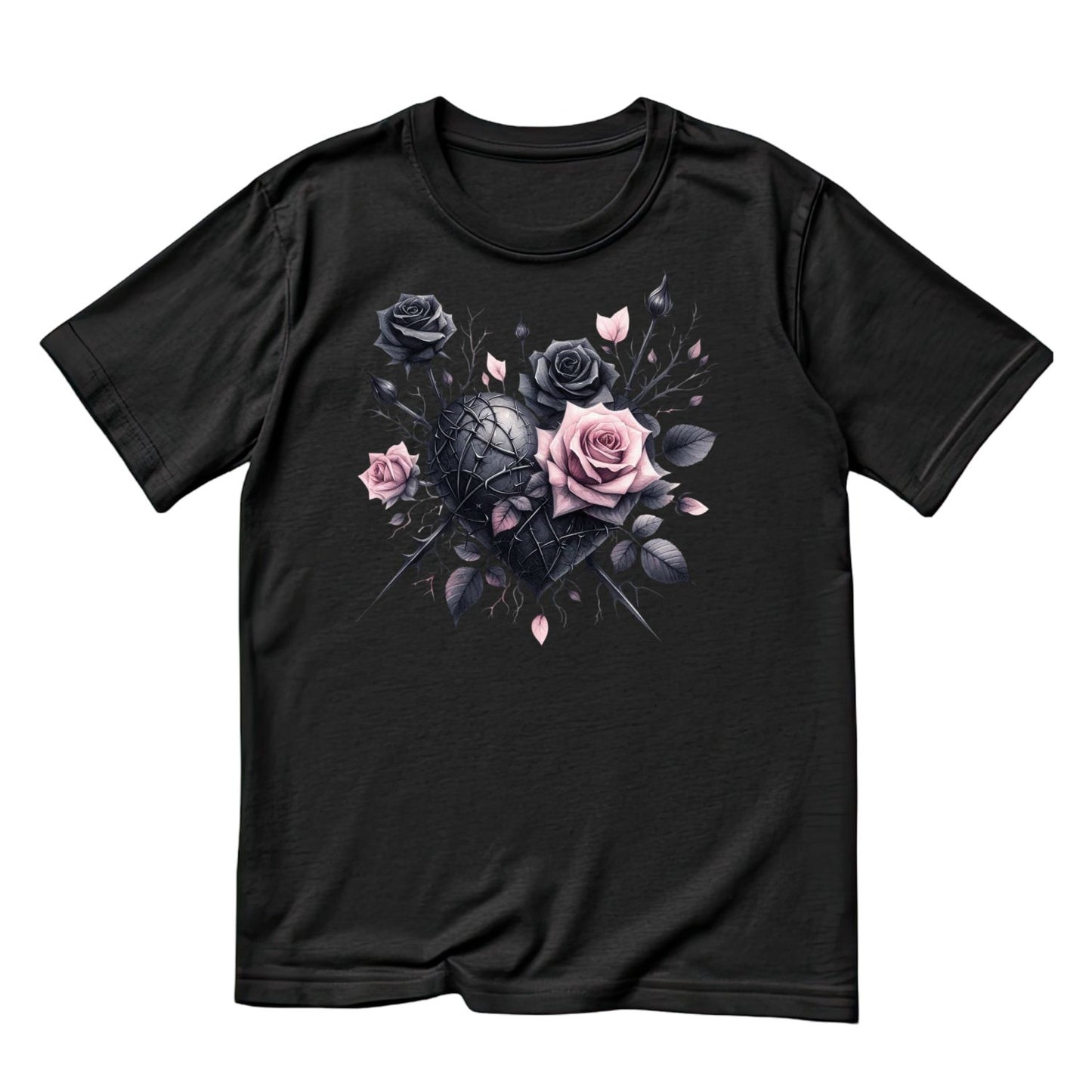 Veins Of Poison Bloom T-Shirt | Gothic | Heart Pink & Black Roses Thorns | Dark Valentine