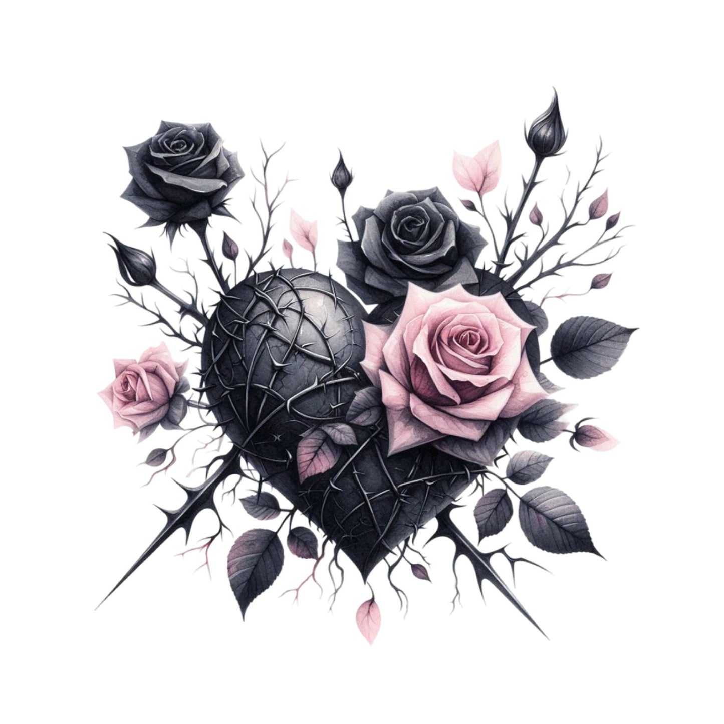 Veins Of Poison Bloom T-Shirt | Gothic | Heart Pink & Black Roses Thorns | Dark Valentine