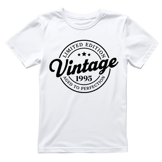 Limited Edition Vintage 1995 Aged To Perfection T-shirt | (FRONT OR BACK) Birthday Year Graphic Tee | Printed Shirt