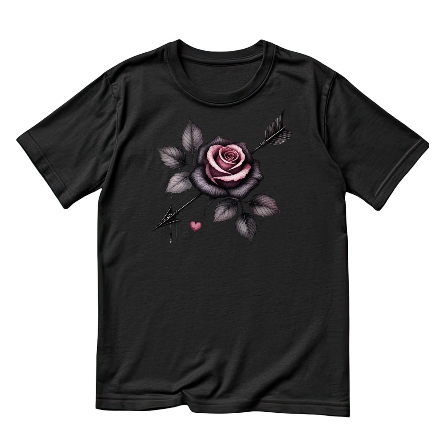 Pierced Devotion T-Shirt | Gothic | Dripping Arrow Through Pink & Black Rose | Dark Valentine