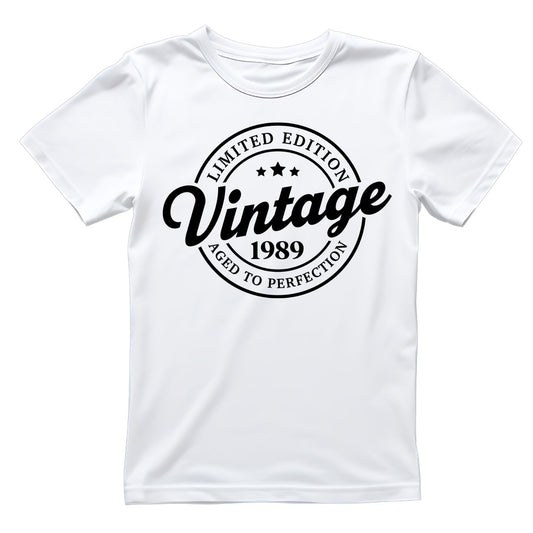 Limited Edition Vintage 1989 Aged To Perfection T-shirt | (FRONT OR BACK) Birthday Year Graphic Tee | Printed Shirt
