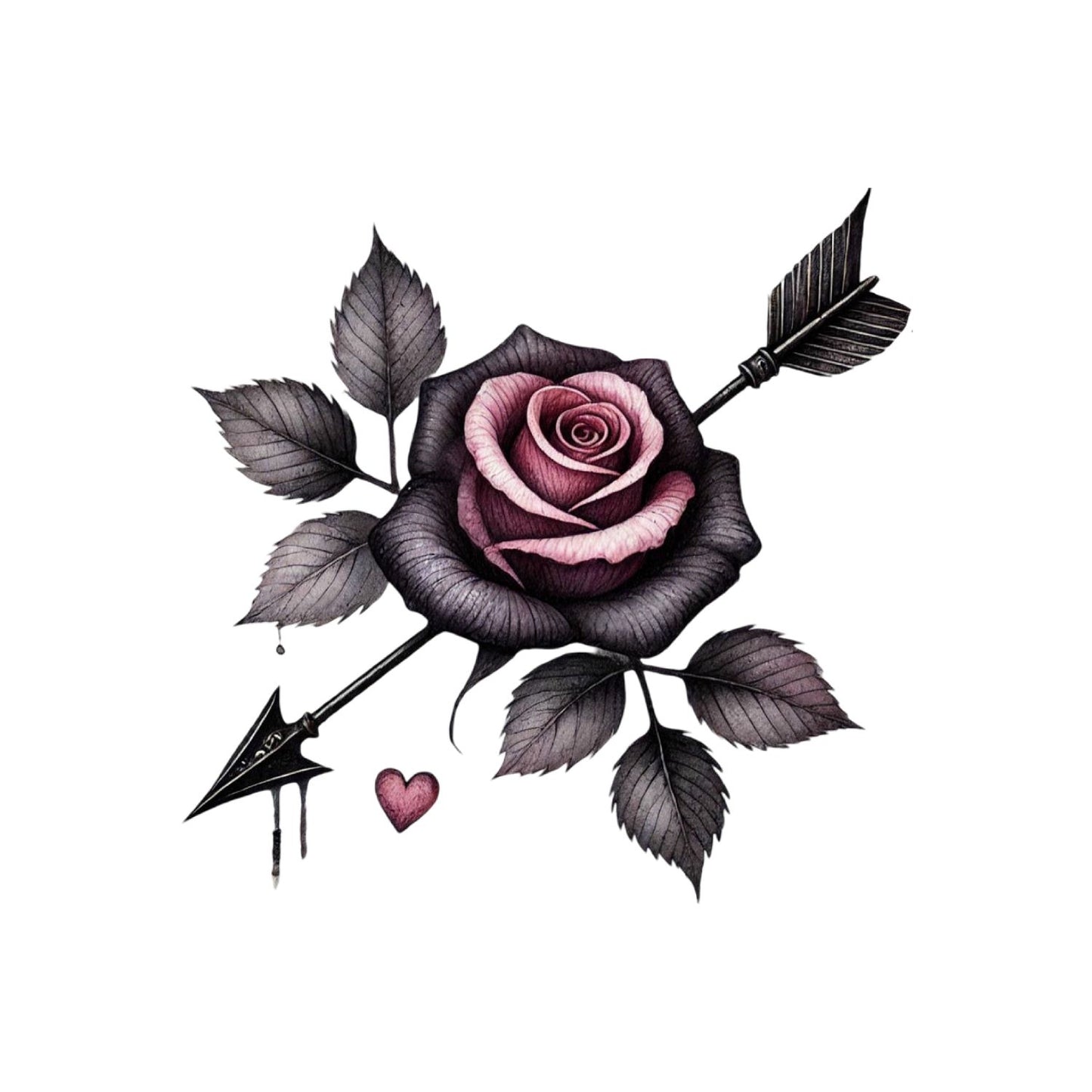 Pierced Devotion T-Shirt | Gothic | Dripping Arrow Through Pink & Black Rose | Dark Valentine