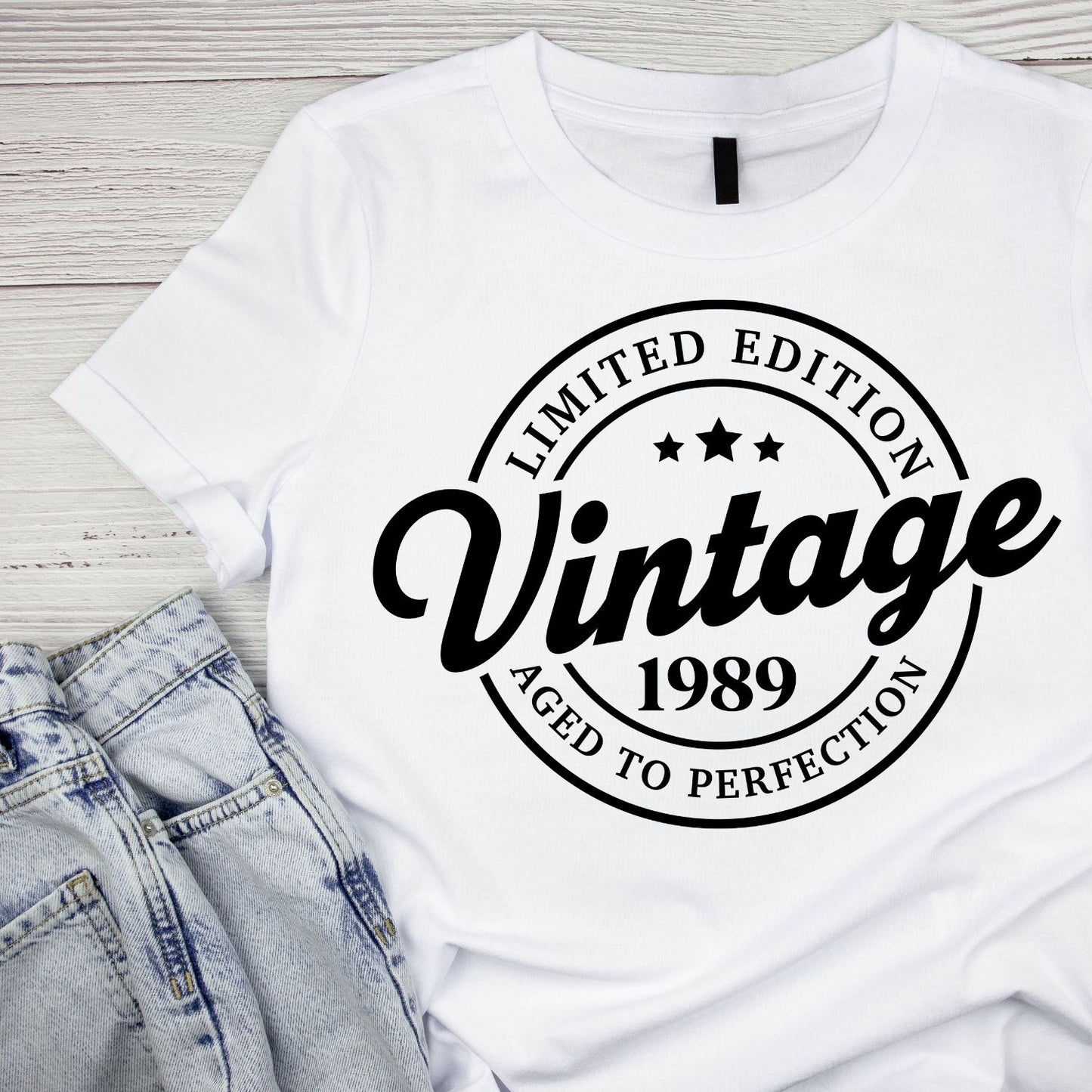 Limited Edition Vintage 1989 Aged To Perfection T-shirt | (FRONT OR BACK) Birthday Year Graphic Tee | Printed Shirt