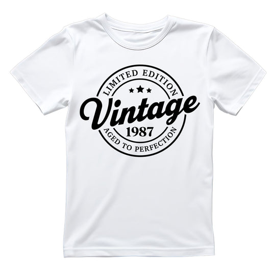 Limited Edition Vintage 1987 Aged To Perfection T-shirt | (FRONT OR BACK) Birthday Year Graphic Tee | Printed Shirt