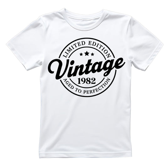 Limited Edition Vintage 1982 Aged To Perfection T-shirt | (FRONT OR BACK) Birthday Year Graphic Tee | Printed Shirt