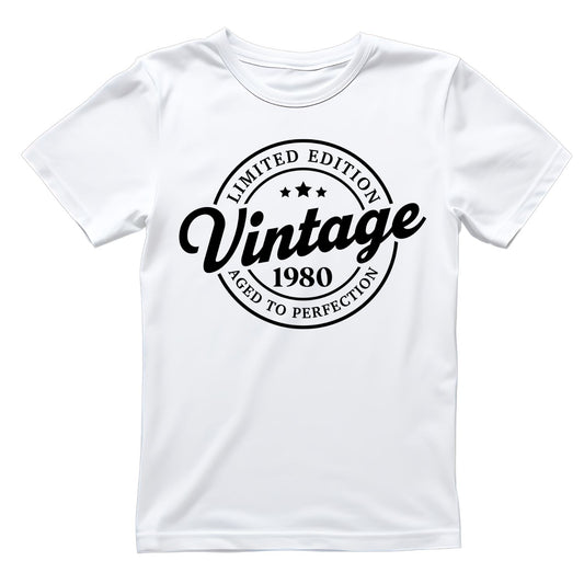 Limited Edition Vintage 1980 Aged To Perfection T-shirt | (FRONT OR BACK) Birthday Year Graphic Tee | Printed Shirt
