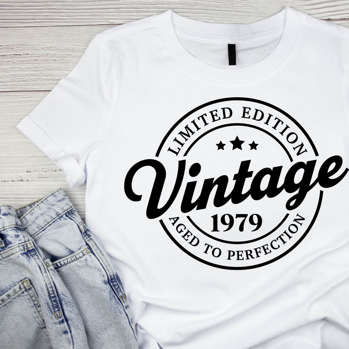 Limited Edition Vintage 1979 Aged To Perfection T-shirt | (FRONT OR BACK) Birthday Year Graphic Tee | Printed Shirt
