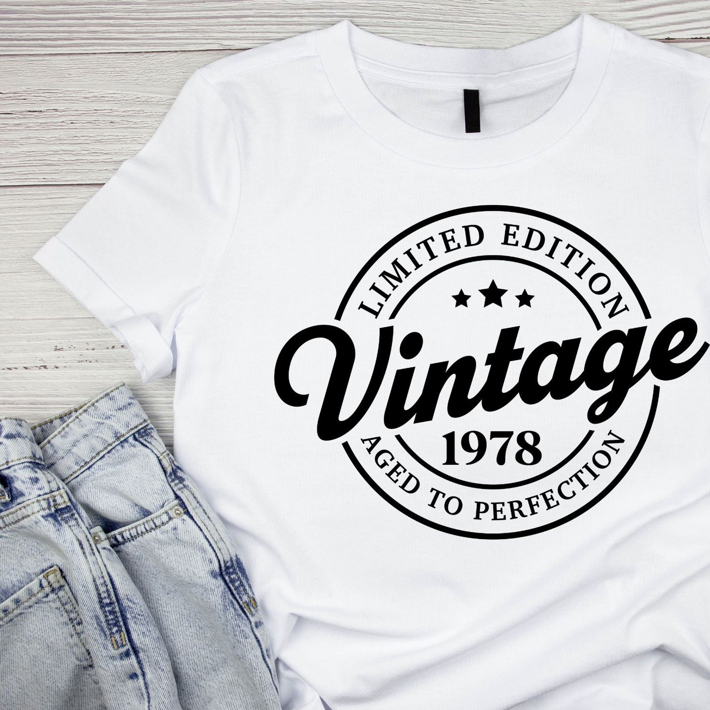 Limited Edition Vintage 1978 Aged To Perfection T-shirt | (FRONT OR BACK) Birthday Year Graphic Tee | Printed Shirt