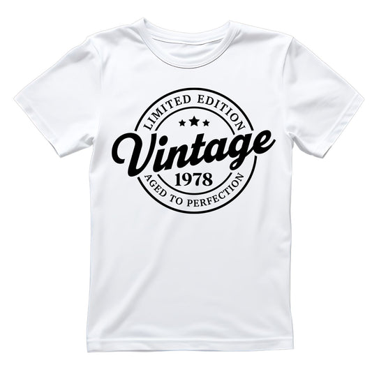 Limited Edition Vintage 1978 Aged To Perfection T-shirt | (FRONT OR BACK) Birthday Year Graphic Tee | Printed Shirt