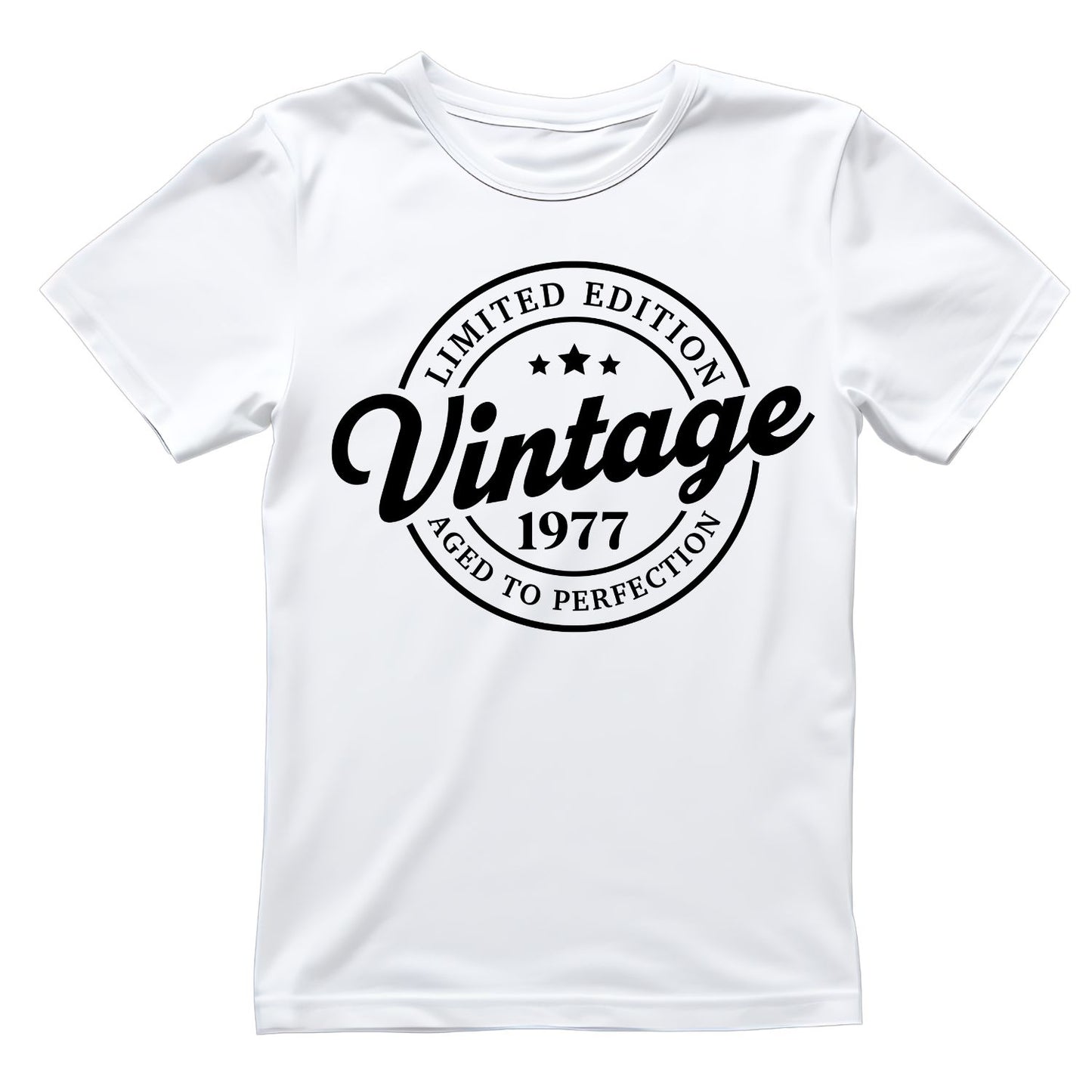 Limited Edition Vintage 1977 Aged To Perfection T-shirt | (FRONT OR BACK) Birthday Year Graphic Tee | Printed Shirt