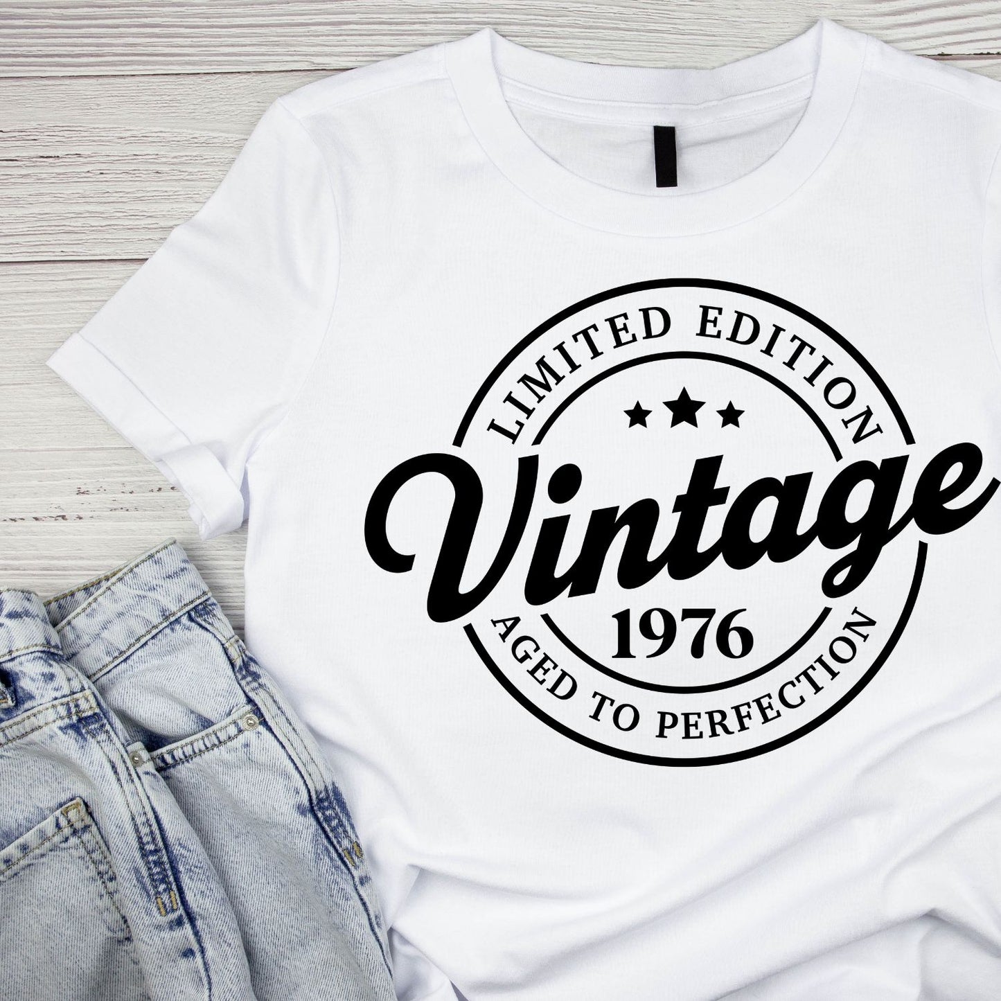 Limited Edition Vintage 1976 Aged To Perfection T-shirt | (FRONT OR BACK) Birthday Year Graphic Tee | Printed Shirt