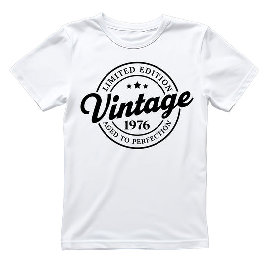 Limited Edition Vintage 1976 Aged To Perfection T-shirt | (FRONT OR BACK) Birthday Year Graphic Tee | Printed Shirt