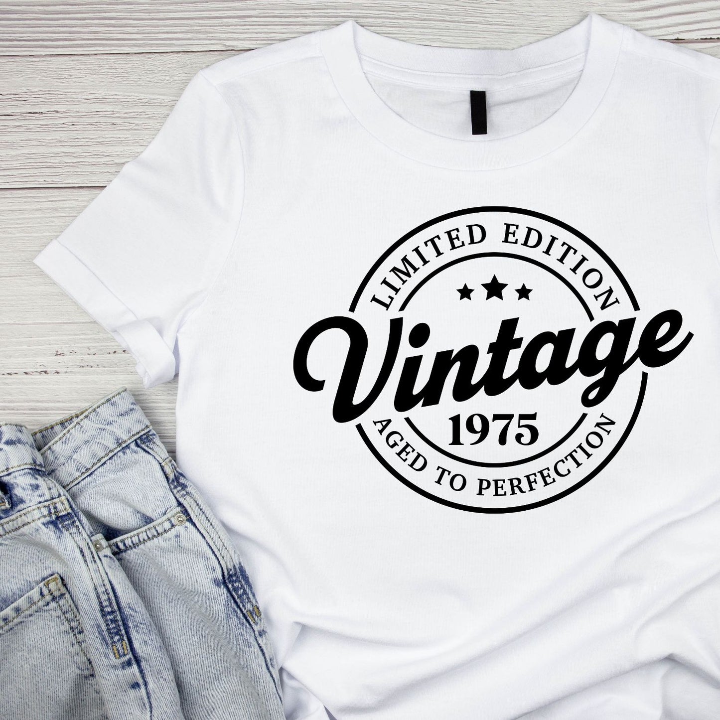 Limited Edition Vintage 1975 Aged To Perfection T-shirt | (FRONT OR BACK) Birthday Year Graphic Tee | Printed Shirt