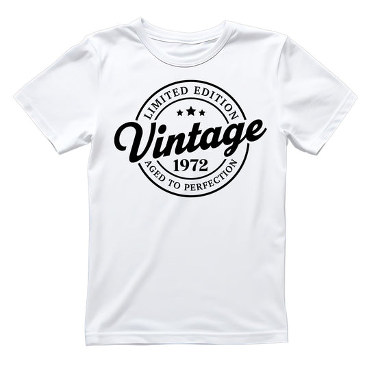 Limited Edition Vintage 1972 Aged To Perfection T-shirt | (FRONT OR BACK) Birthday Year Graphic Tee | Printed Shirt