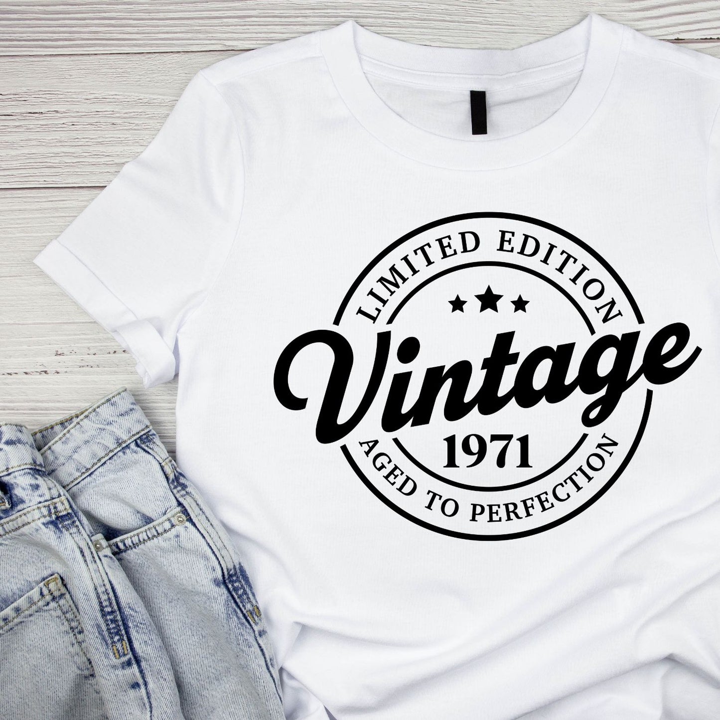 Limited Edition Vintage 1971 Aged To Perfection T-shirt | (FRONT OR BACK) Birthday Year Graphic Tee | Printed Shirt