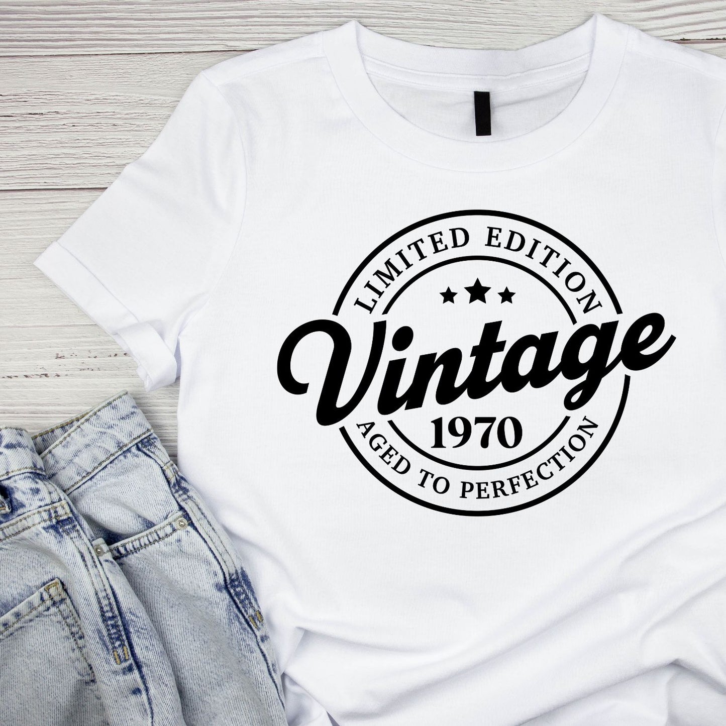 Limited Edition Vintage 1970 Aged To Perfection T-shirt | (FRONT OR BACK) Birthday Year Graphic Tee | Printed Shirt