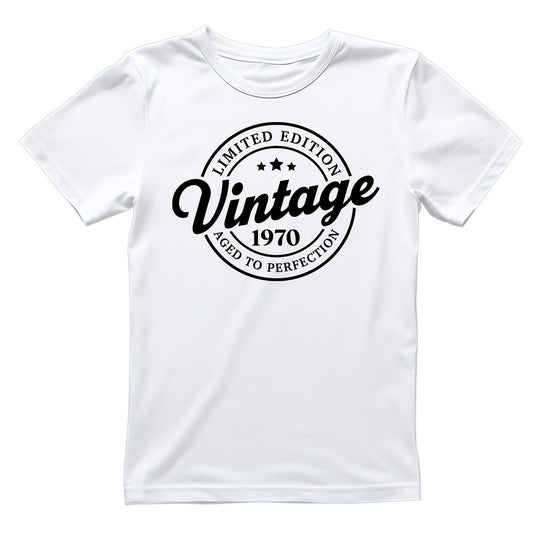 Limited Edition Vintage 1970 Aged To Perfection T-shirt | (FRONT OR BACK) Birthday Year Graphic Tee | Printed Shirt