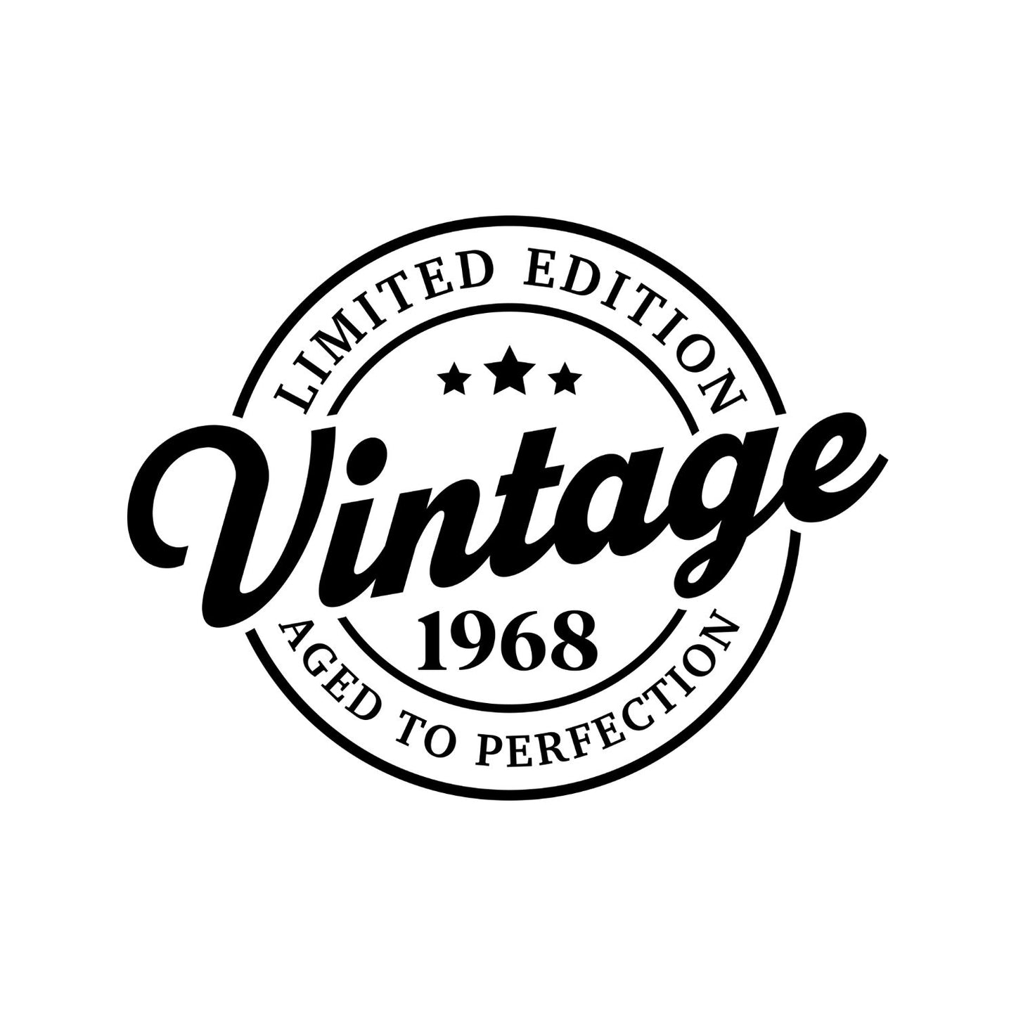 Limited Edition Vintage 1968 Aged To Perfection T-shirt | (FRONT OR BACK) Birthday Year Graphic Tee | Printed Shirt