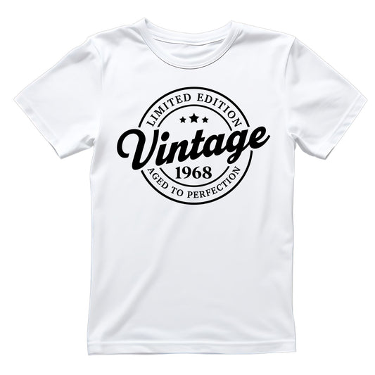 Limited Edition Vintage 1968 Aged To Perfection T-shirt | (FRONT OR BACK) Birthday Year Graphic Tee | Printed Shirt