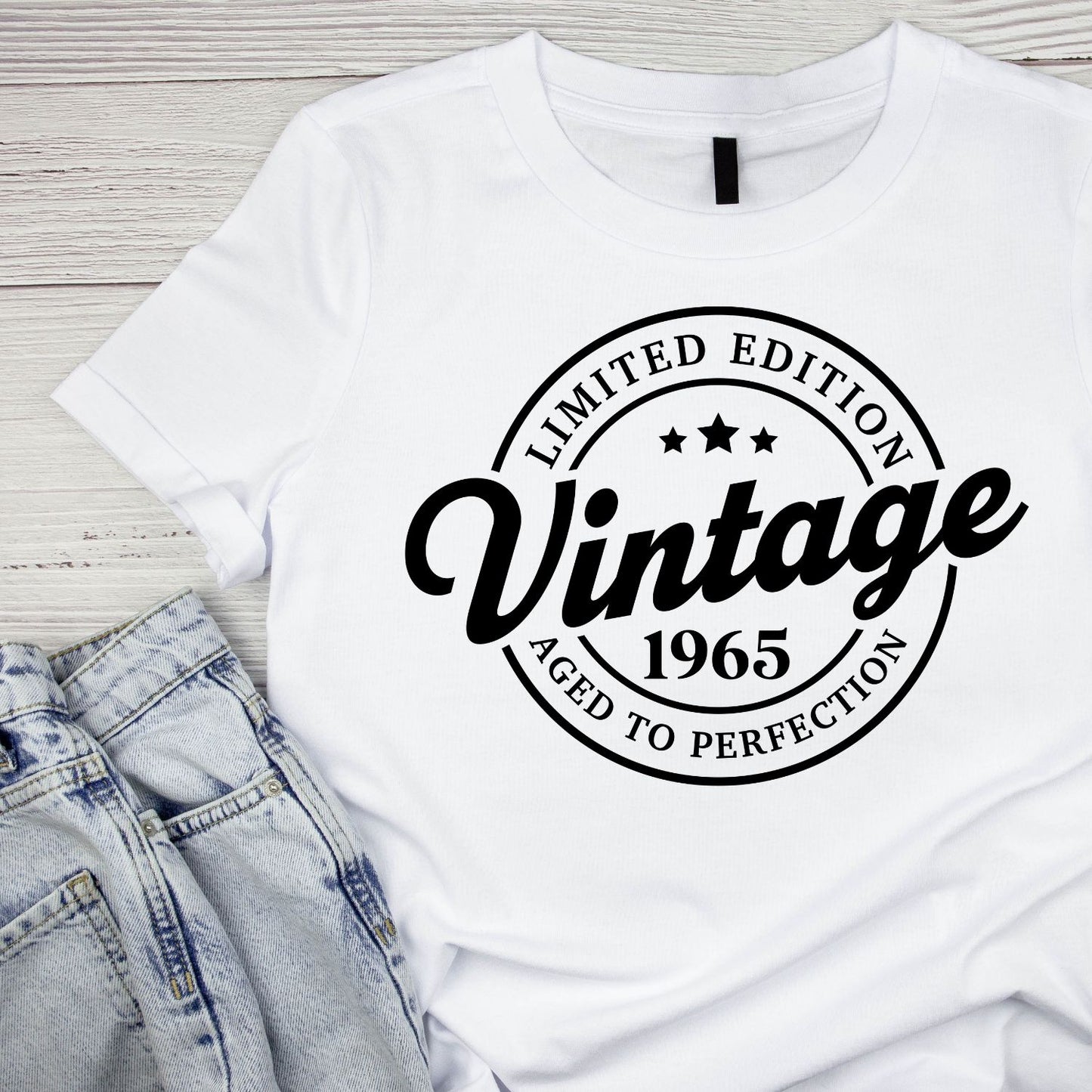 Limited Edition Vintage 1965 Aged To Perfection T-shirt | (FRONT OR BACK) Birthday Year Graphic Tee | Printed Shirt