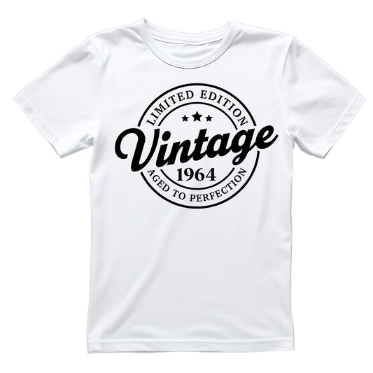 Limited Edition Vintage 1964 Aged To Perfection T-shirt | (FRONT OR BACK) Birthday Year Graphic Tee | Printed Shirt