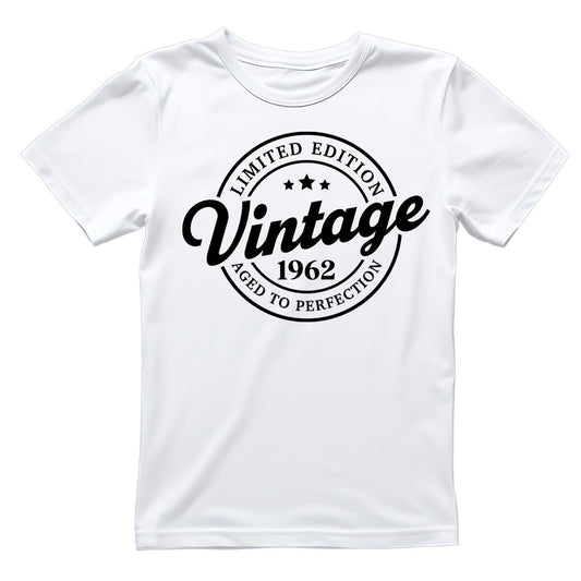 Limited Edition Vintage 1962 Aged To Perfection T-shirt | (FRONT OR BACK) Birthday Year Graphic Tee | Printed Shirt