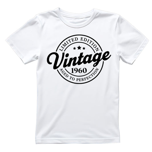 Limited Edition Vintage 1960 Aged To Perfection T-shirt | (FRONT OR BACK) Birthday Year Graphic Tee | Printed Shirt
