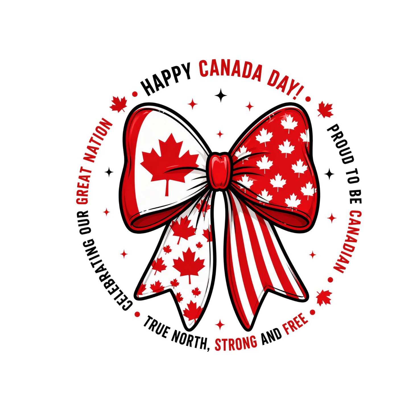 Happy Canada Day Bow T-shirt | July 1st Graphic Tee | Printed Shirt