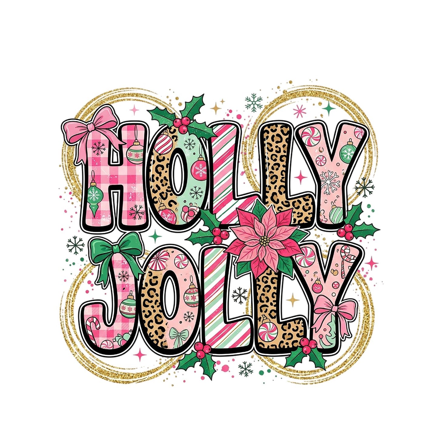 Holly Jolly Christmas T-Shirt | Xmas Graphic Tee | Holiday Shirt