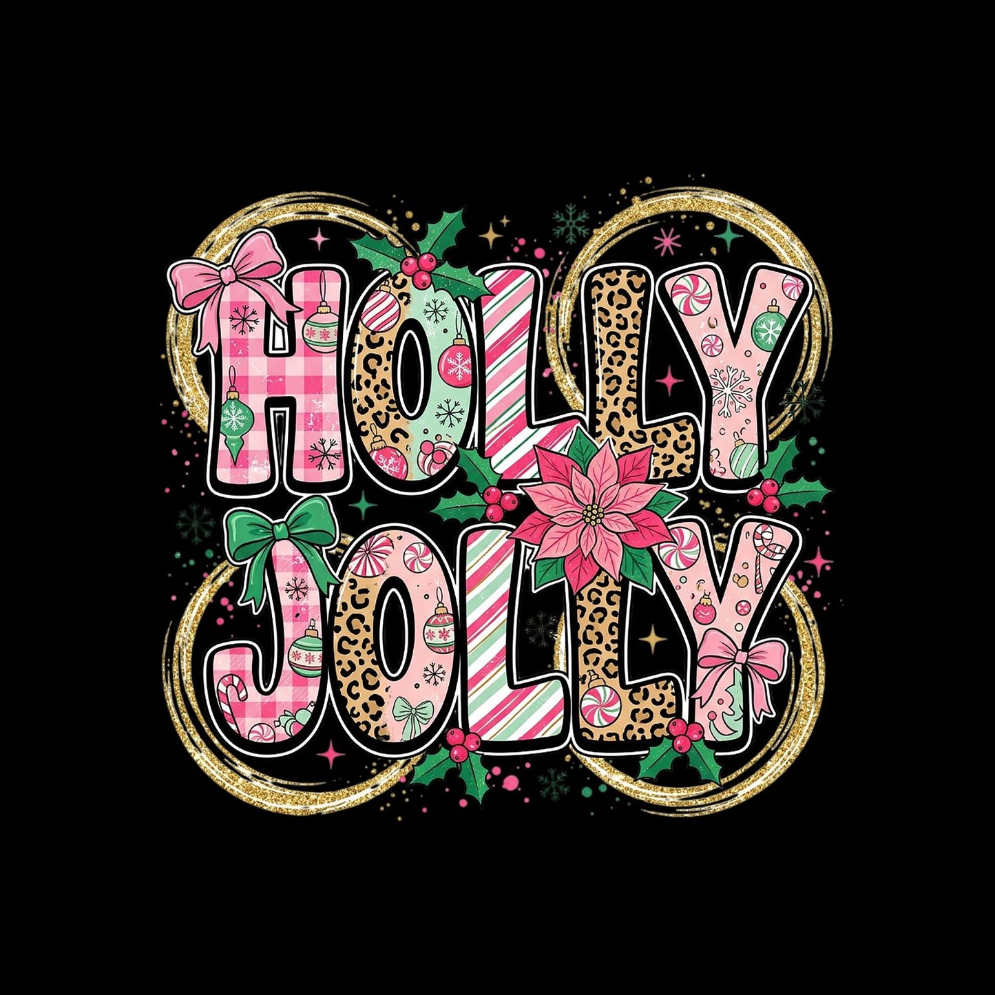 Holly Jolly Christmas T-Shirt | Xmas Graphic Tee | Holiday Shirt