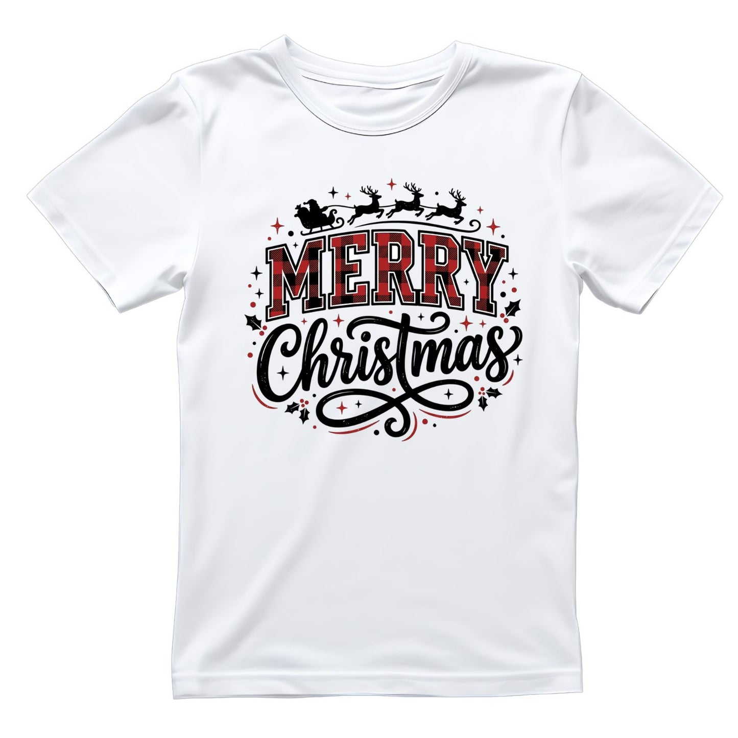 Merry Christmas Santa Reindeer T-Shirt | Xmas Graphic Tee | Holiday Shirt