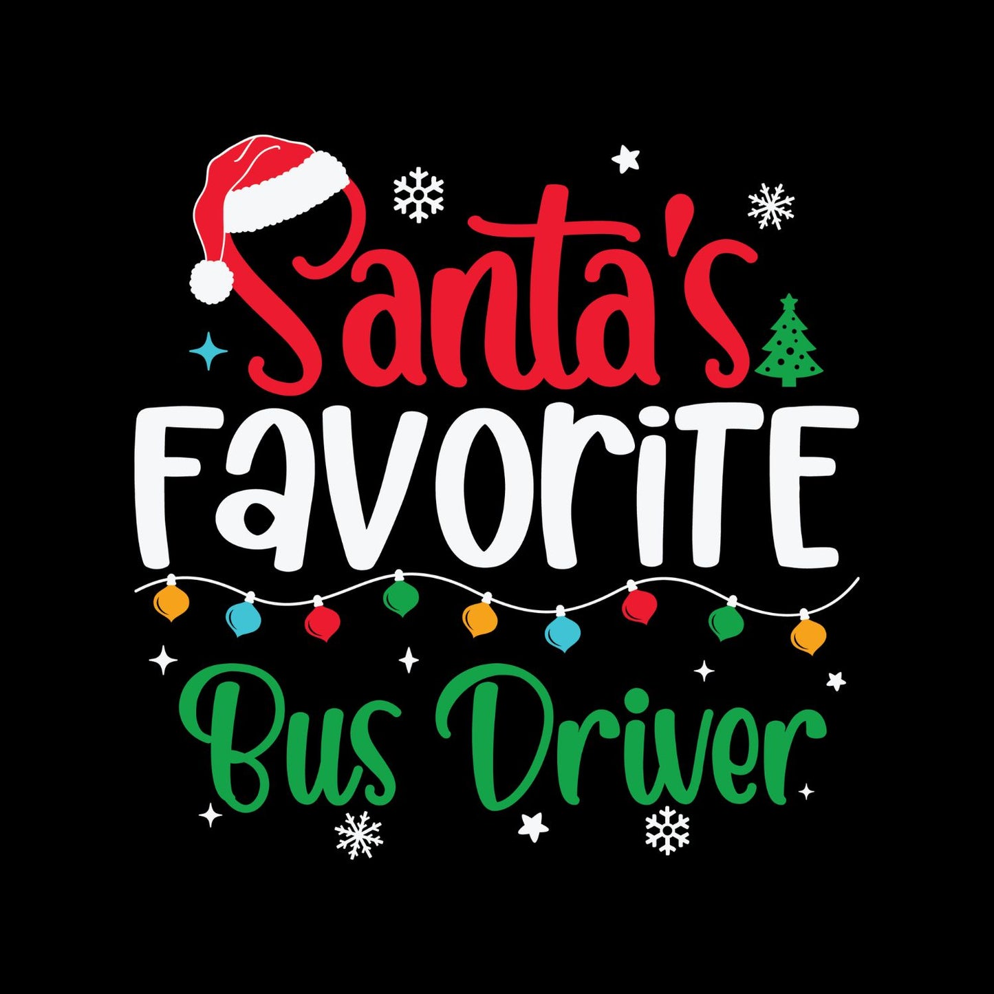 Santa’s Favorite Bus Driver Christmas T-Shirt | Xmas Graphic Tee | Holiday Shirt
