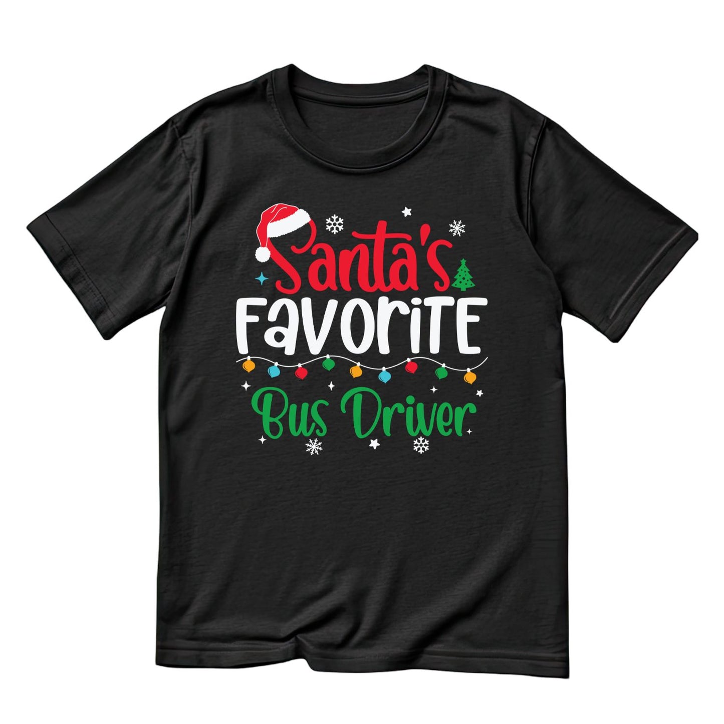 Santa’s Favorite Bus Driver Christmas T-Shirt | Xmas Graphic Tee | Holiday Shirt