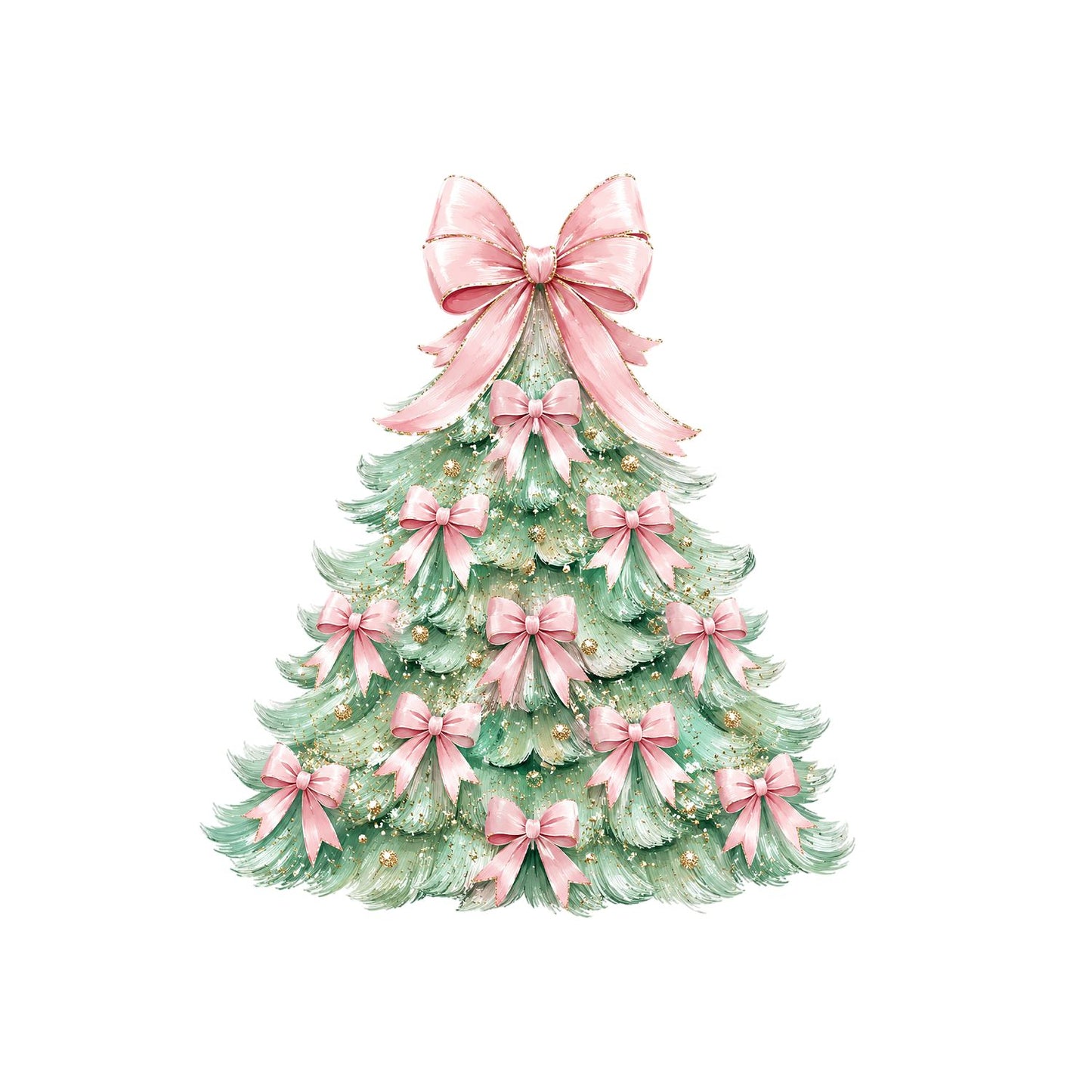 Pastel Brush Strokes Christmas Tree Bows T-Shirt | Xmas Graphic Tee | Holiday Shirt