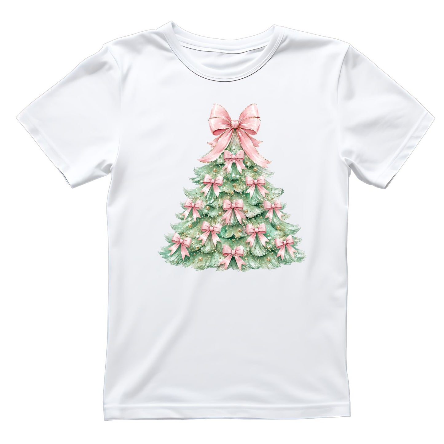 Pastel Brush Strokes Christmas Tree Bows T-Shirt | Xmas Graphic Tee | Holiday Shirt