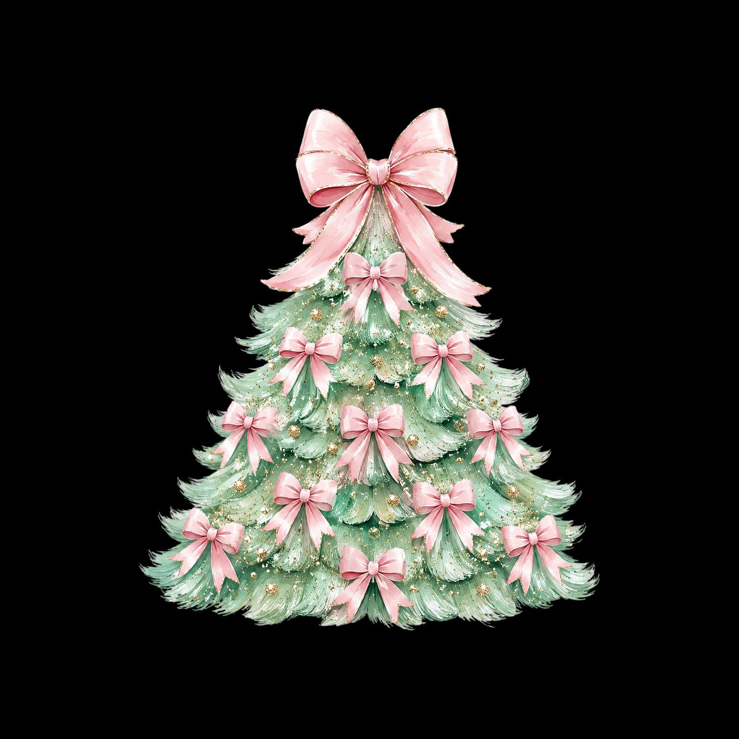 Pastel Brush Strokes Christmas Tree Bows T-Shirt | Xmas Graphic Tee | Holiday Shirt