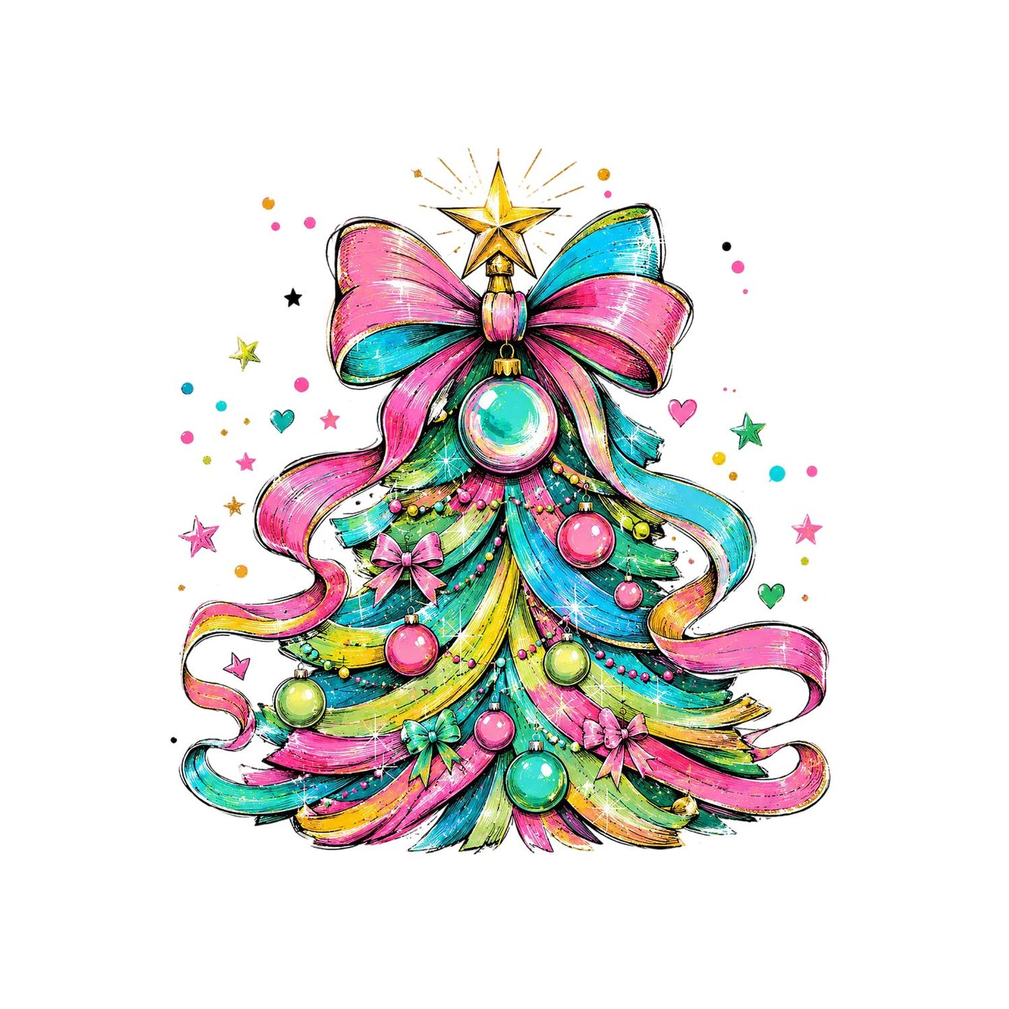 Colourful Christmas Tree T-Shirt | Xmas Graphic Tee | Holiday Shirt