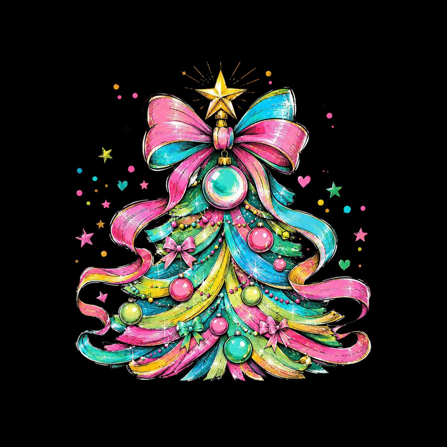 Colourful Christmas Tree T-Shirt | Xmas Graphic Tee | Holiday Shirt