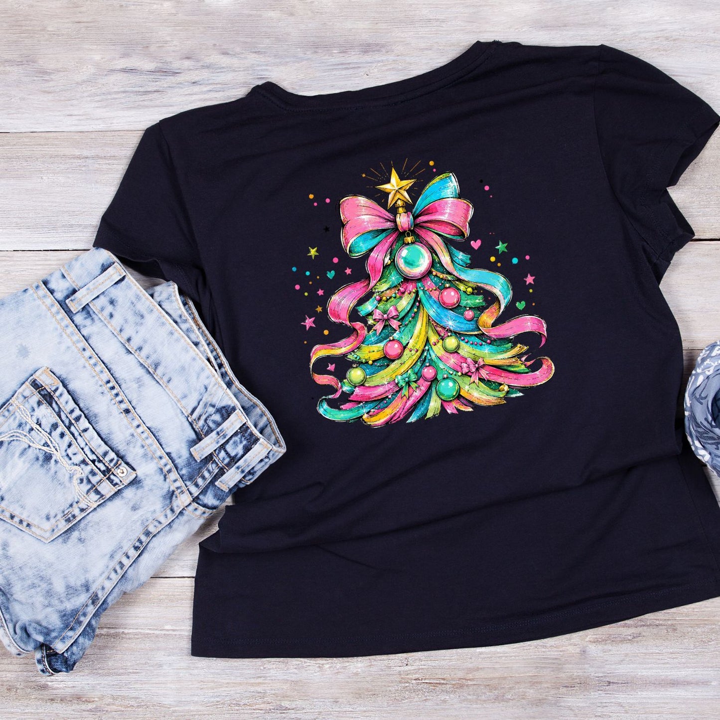 Colourful Christmas Tree T-Shirt | Xmas Graphic Tee | Holiday Shirt