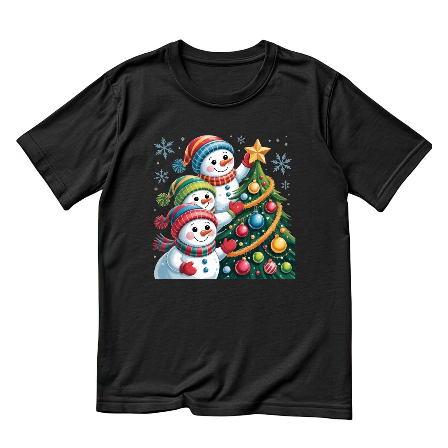 Snowmen Decoraring Christmas Teee T-Shirt | Xmas Graphic Tee | Cute Holiday Shirt