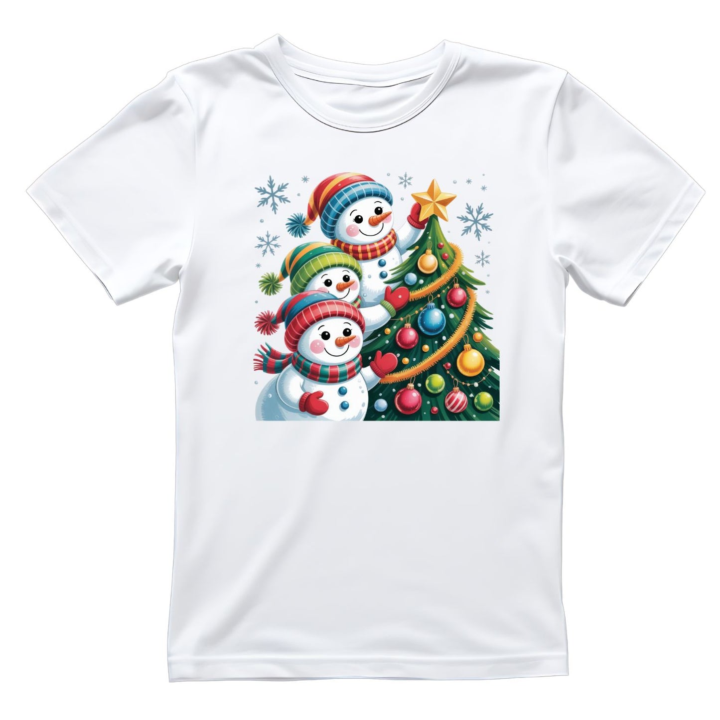 Snowmen Decoraring Christmas Teee T-Shirt | Xmas Graphic Tee | Cute Holiday Shirt